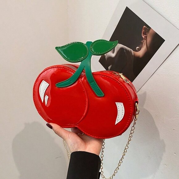 Red Fashionable Women's Cherry Shaped Cute Small Chain Handbag/Shoulder Bag